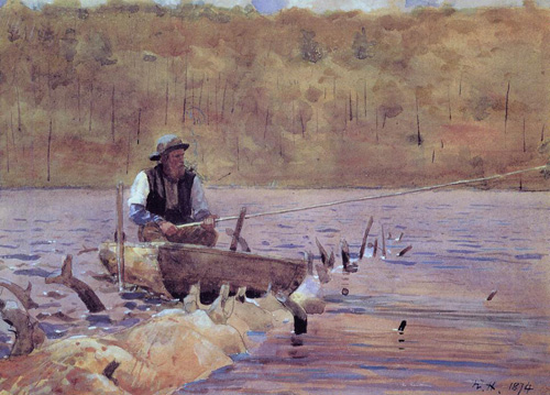 (image for) Handmade oil painting Copy paintings of famous artists Winslow Homers Paintings Man in a Punt Fishing
